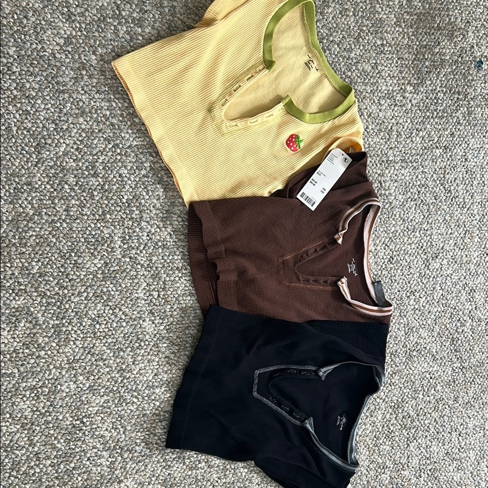 Urban Outfitters Crop Tops - Yellow, Brown, Black